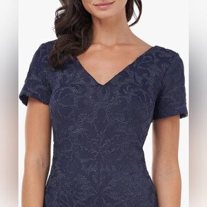 JS Collections Women's Erin V-Neck Navy Midi Dress Size 8